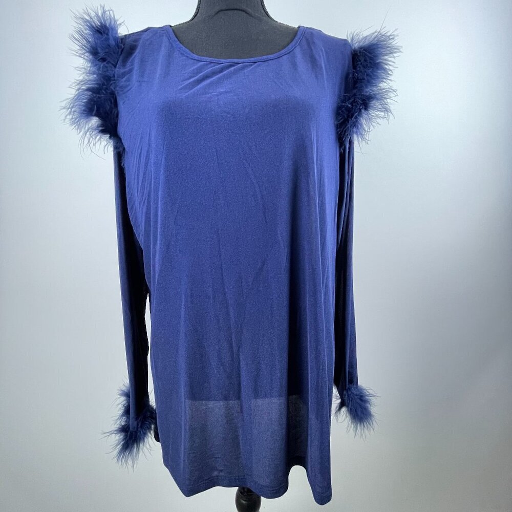 Ashley Stewart Navy Sheer Top Size 18/20